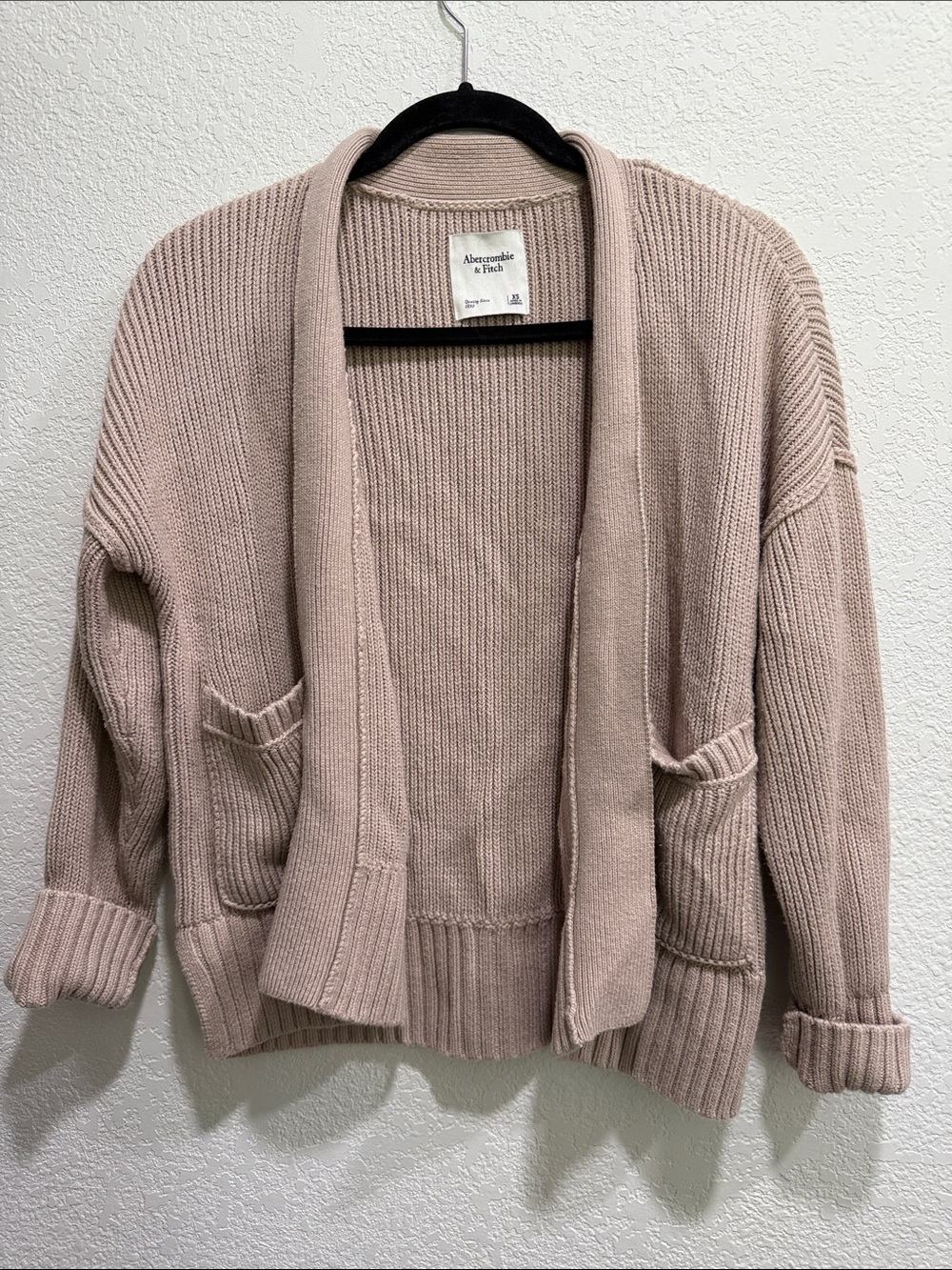 Abercrombie & Fitch XS Chunky Knit Oversized Open Front Cardigan Pockets